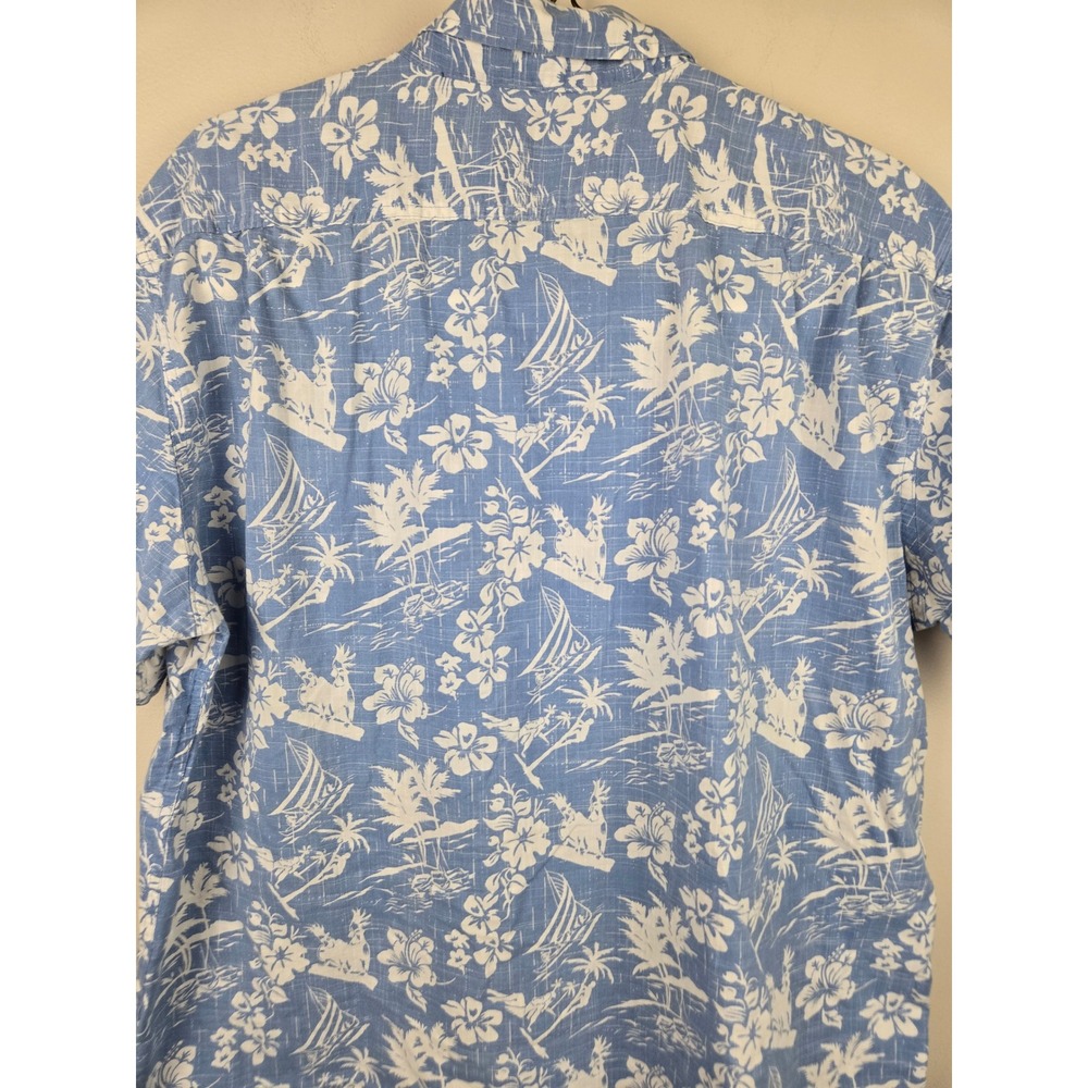 Izod Saltwater Relaxed Classics Mens XXL Blue Tropical Sailboat‎ Cotton Shirt - Picture 11 of 12